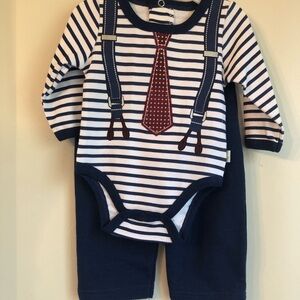 Striped Baby Onesie with Tie Design
